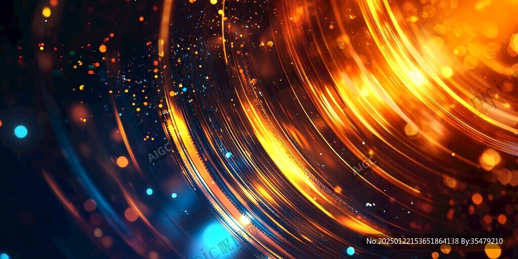 科技感十足的橙色光晕背景图片