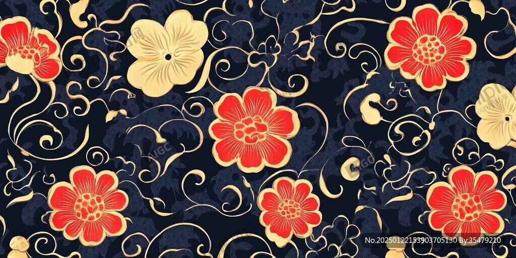 浮世绘家纺花纹