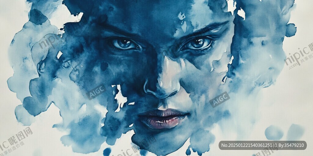 唯美抽象画水彩画女人