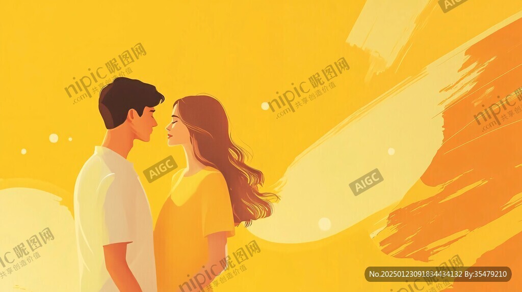 浪漫情侣插画背景