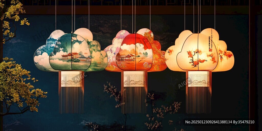 福禄寿印章主题吊灯