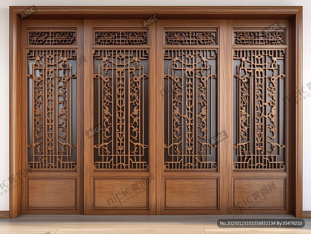 新中式雕花木门