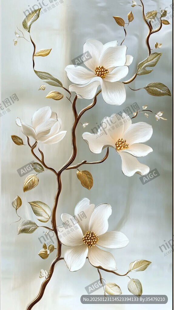 手绘花鸟玻璃画