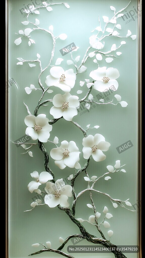 手绘梅花玻璃画