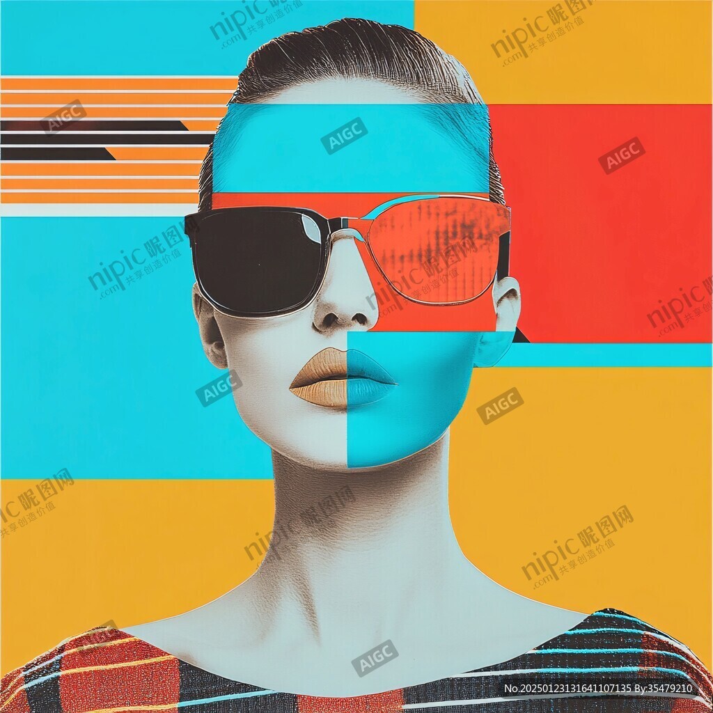 人脸色块拼接装饰画