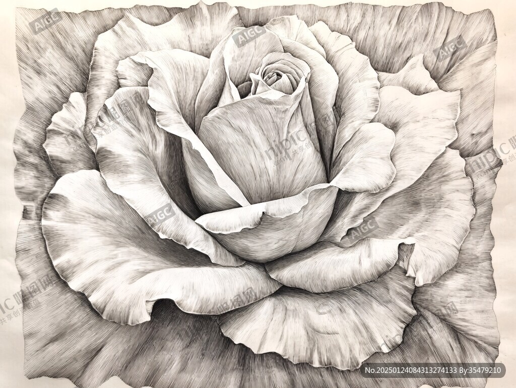 手绘一朵玖瑰装饰画