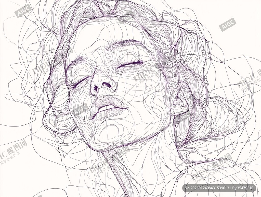 复杂美女线描