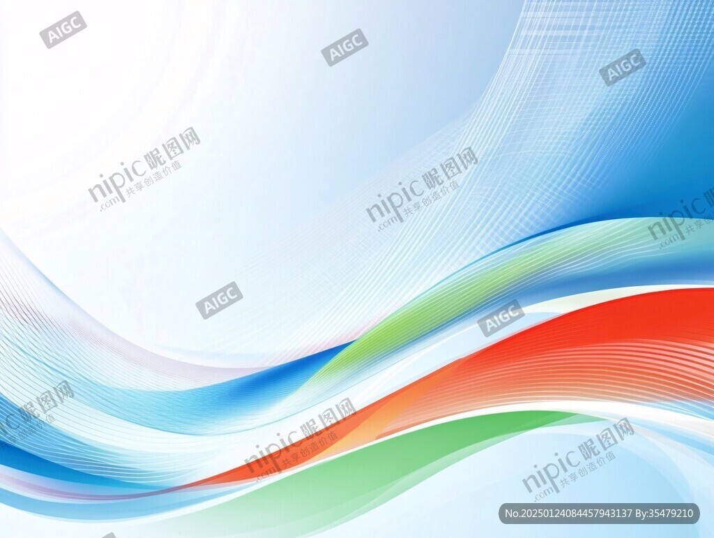 蓝色线条波浪展板