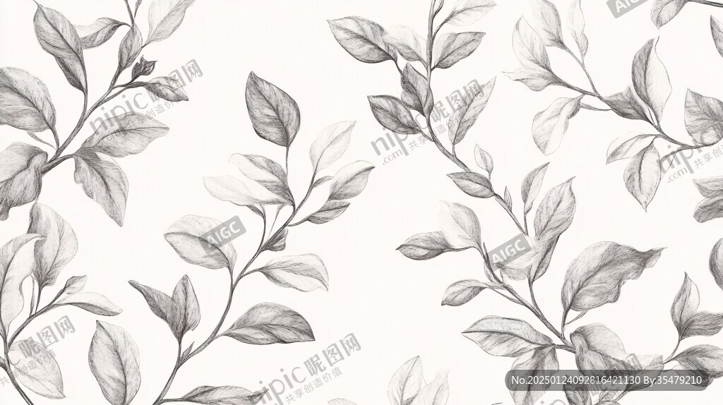 自然枝叶墙纸花纹