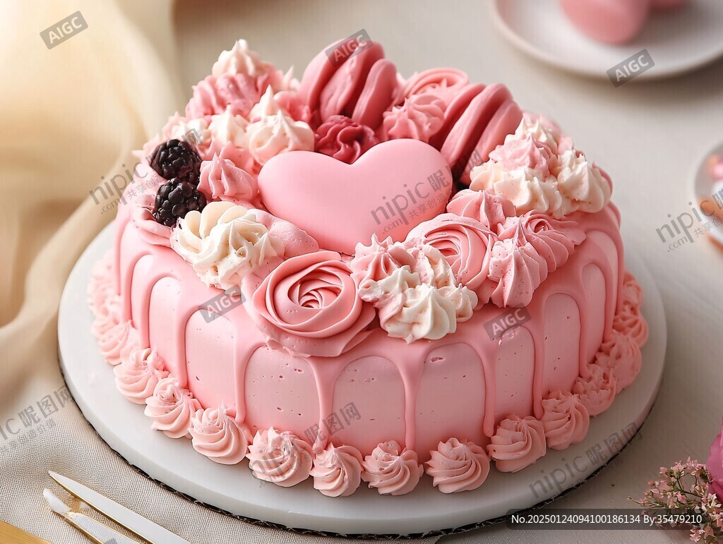 马卡龙爱心蛋糕