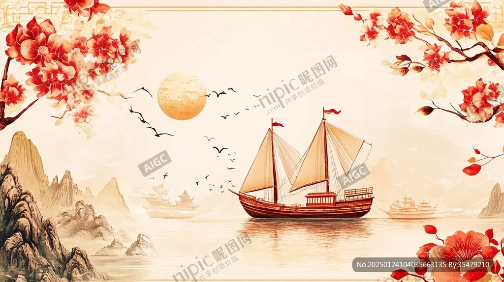 一帆风顺背景墙