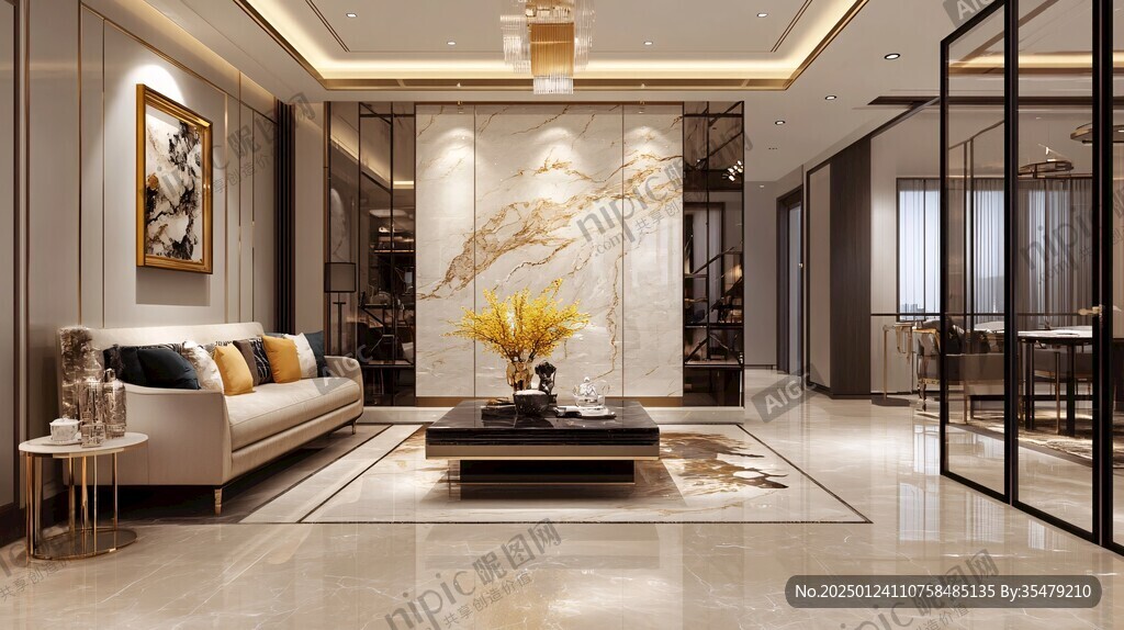 极简金箔石根线条对拼