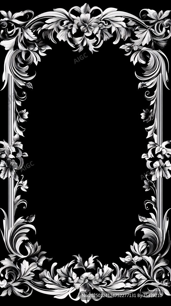 边框灰度图花边黑白图