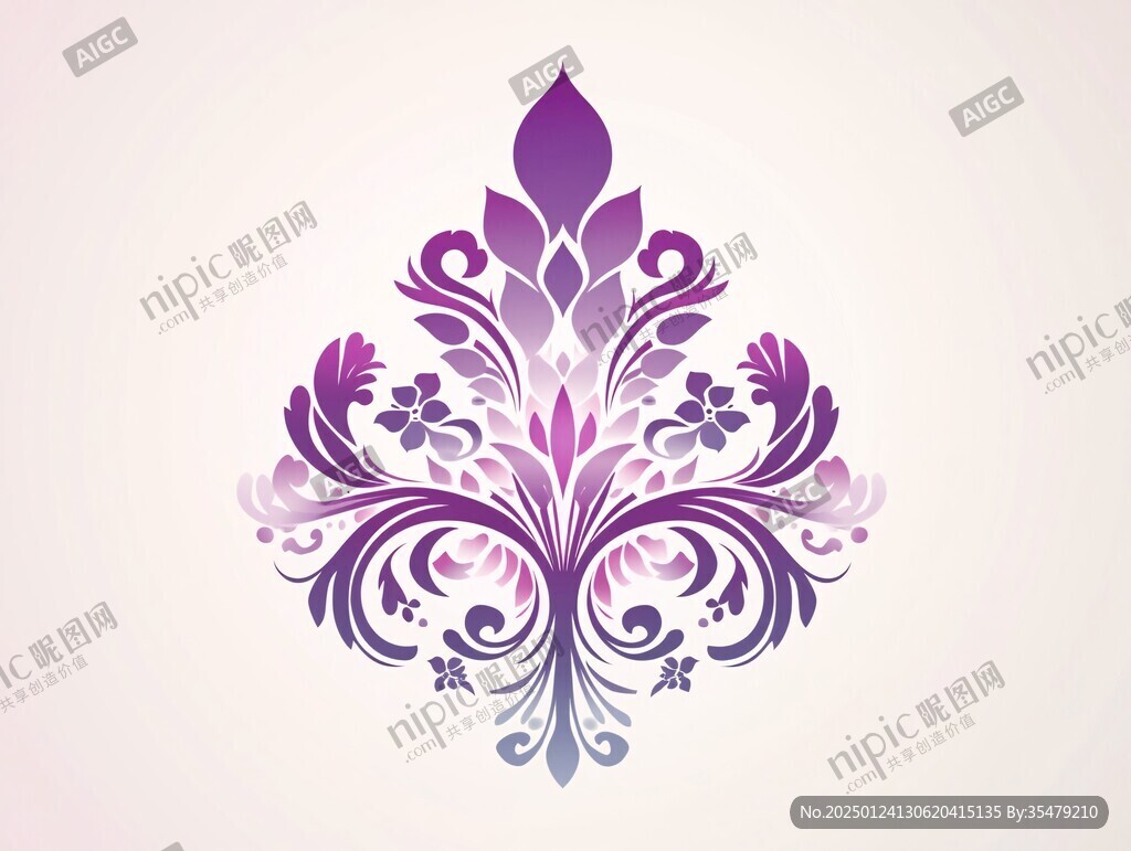 紫色花纹线条婚礼