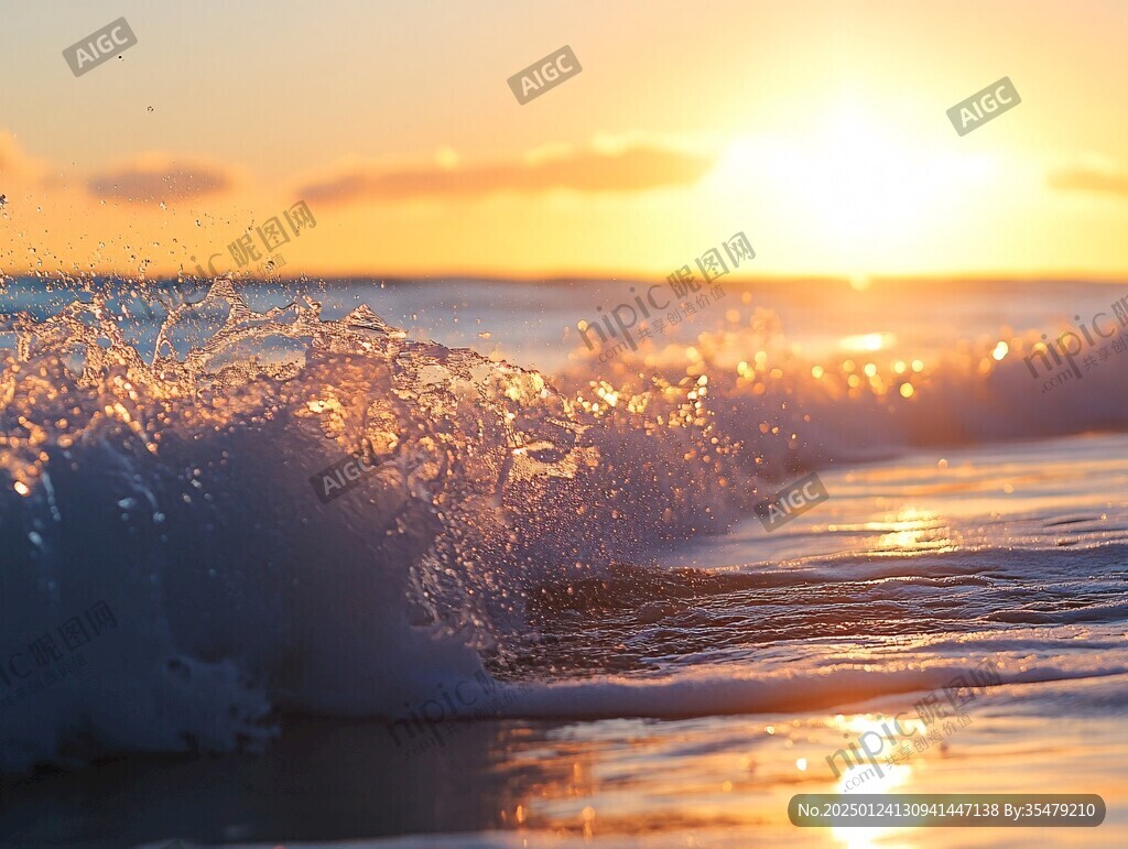 海浪浪花日出日落