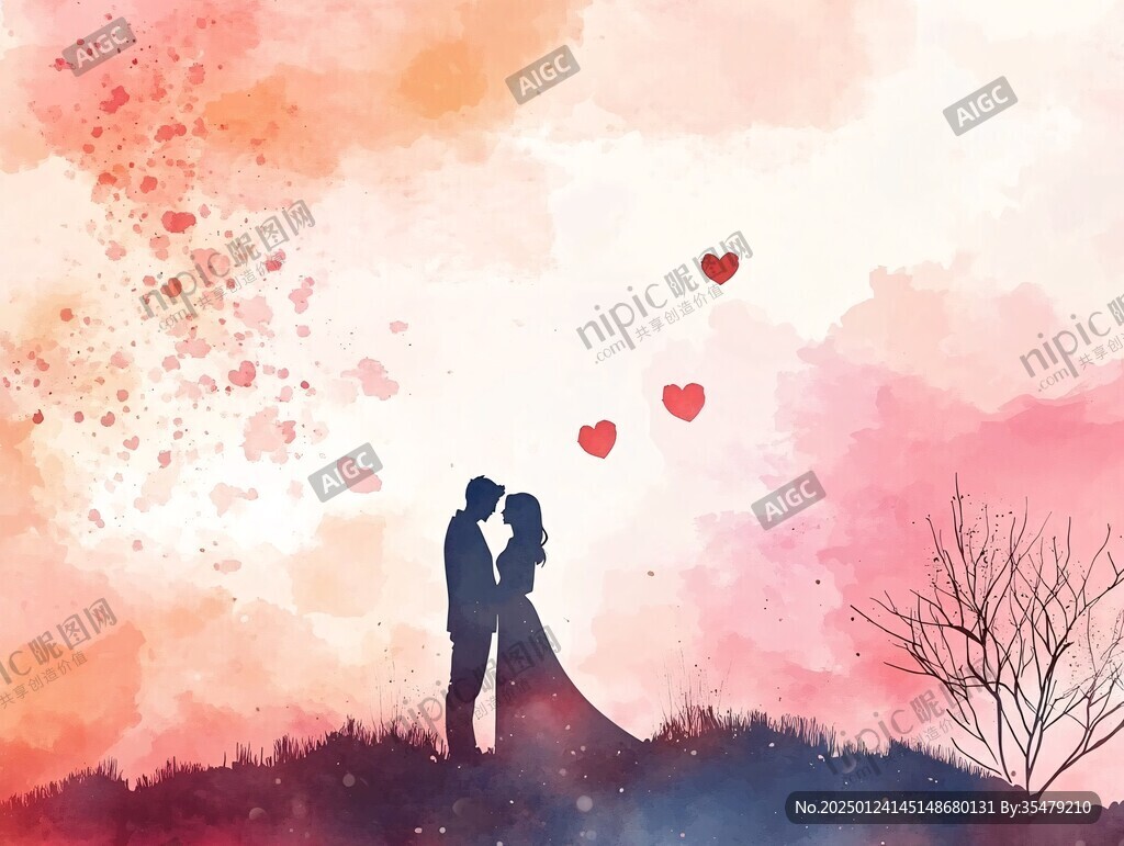 浪漫情侣插画背景