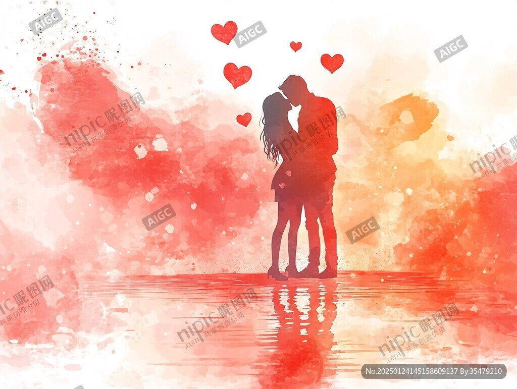 浪漫情侣插画背景