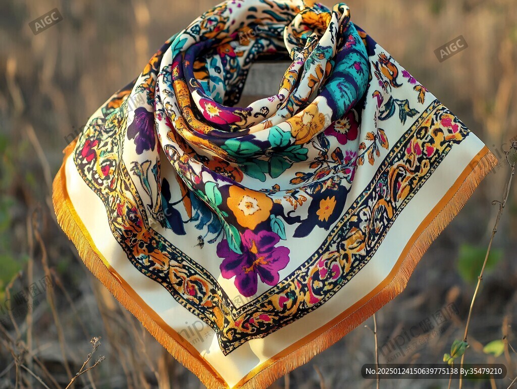 方巾类复古大凤尾花