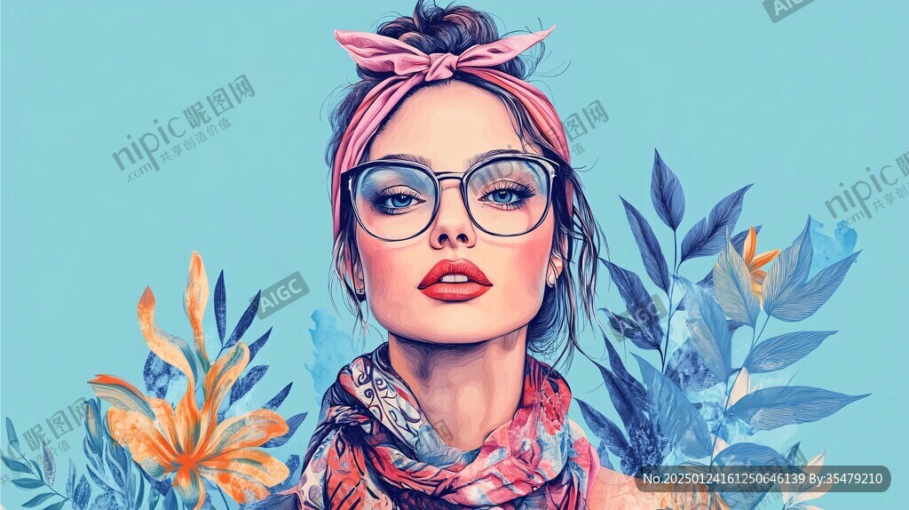 潮流插画美女人物插画