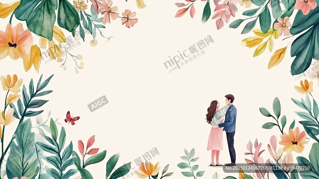 浪漫情侣插画背景