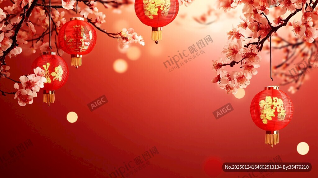 灯笼梅花背景图