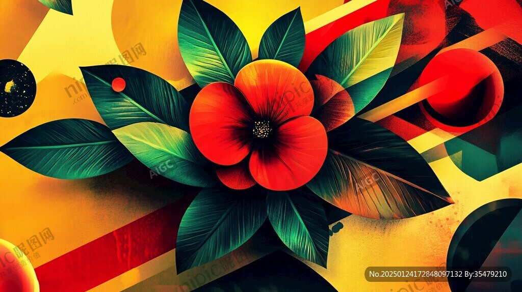 高端抽象花卉色块