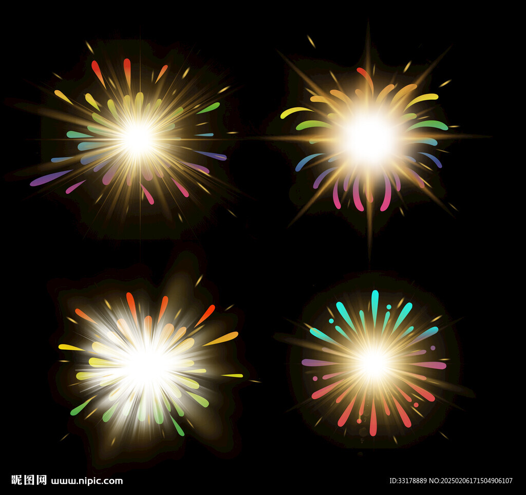 免抠发光多彩烟花光晕炫光光效
