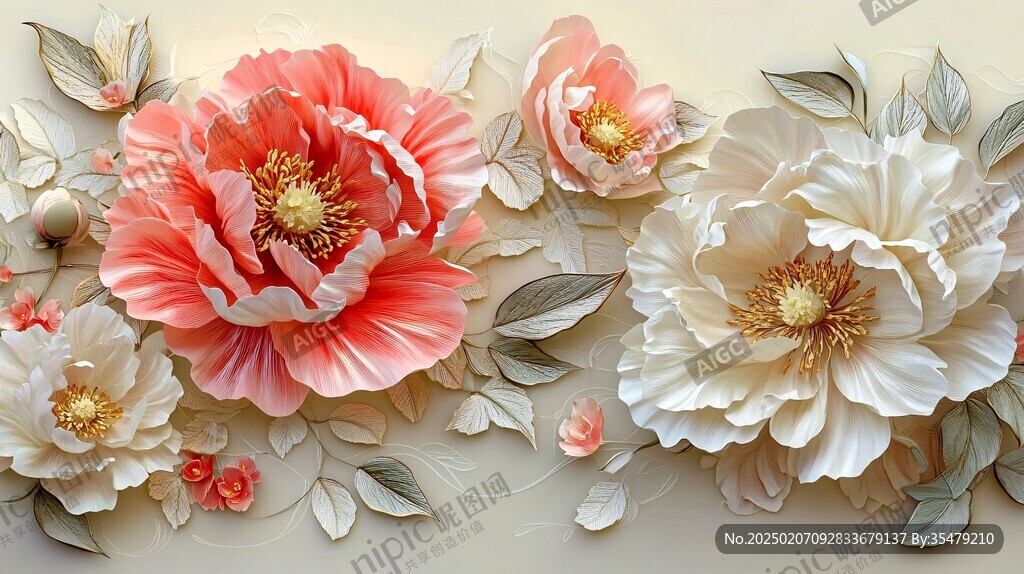 3d立体花卉牡丹