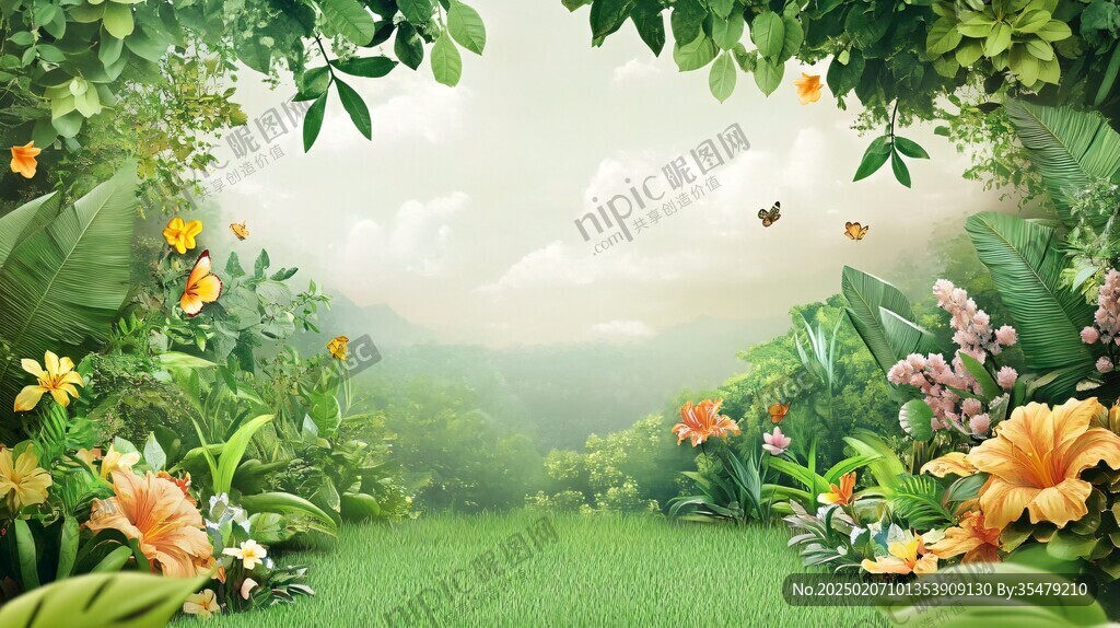 热带雨林花草树木背景