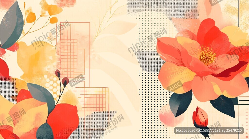 高端抽象花卉色块