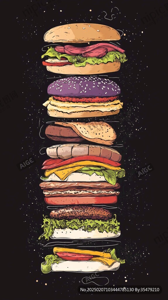 高清汉堡插画