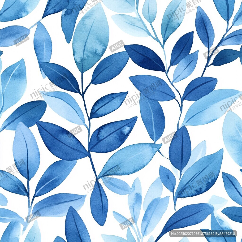 蓝色树叶底纹