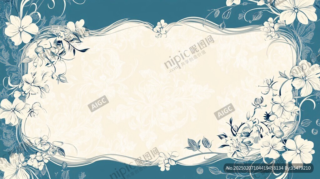 欧式花纹蓝色背板