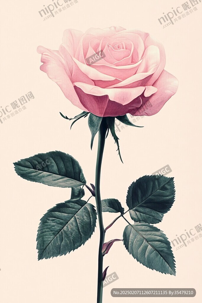 写实手绘玫瑰花素材