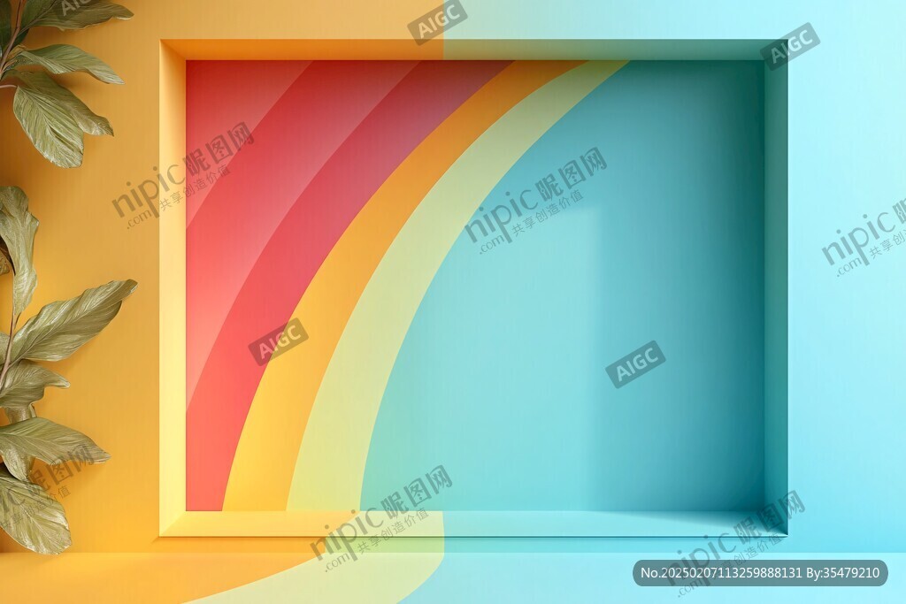 炫彩撞色立体质感背景