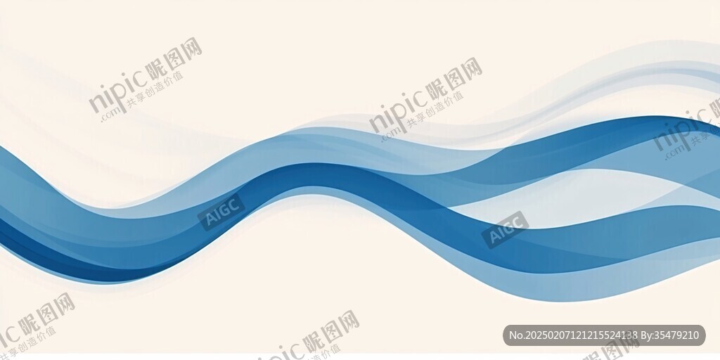 蓝色线条波浪展板