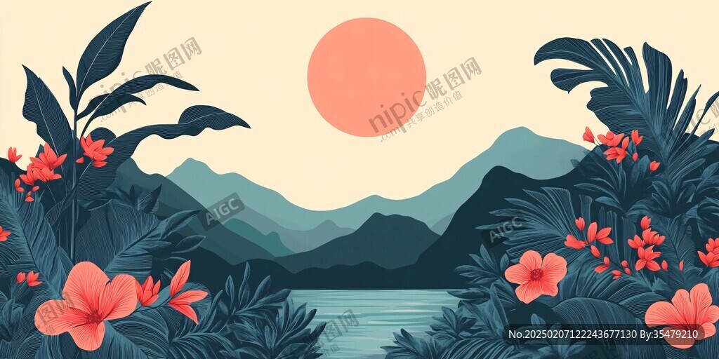 植物背景扁平插画