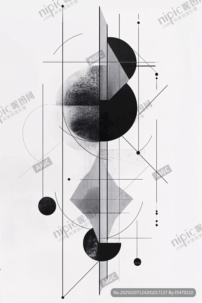 黑白色点线面形体