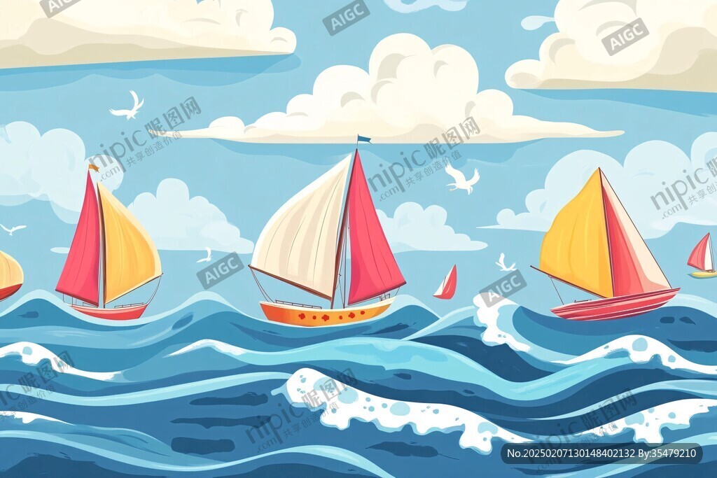 乘风破浪包装插画