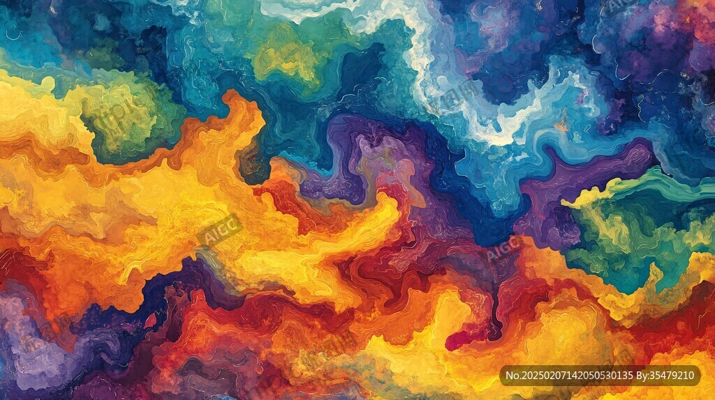 肌理彩色流体背景墙