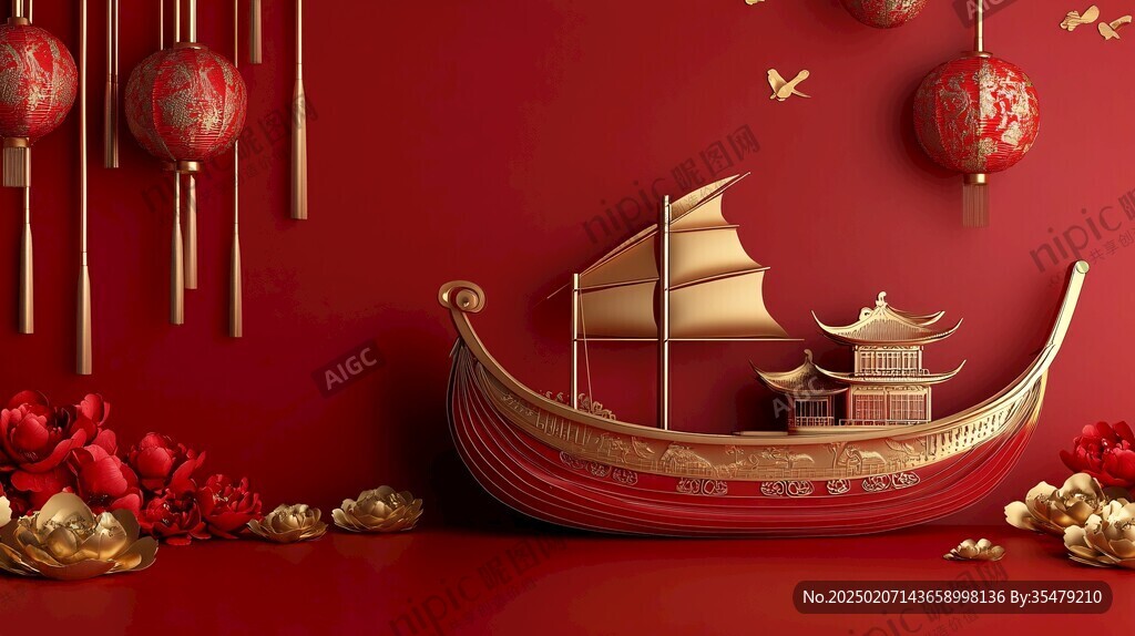 一帆风顺富贵船