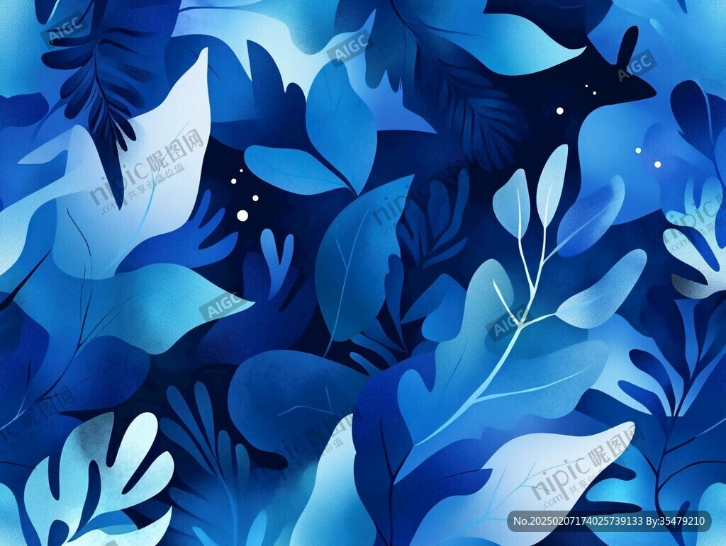 蓝色树叶底纹