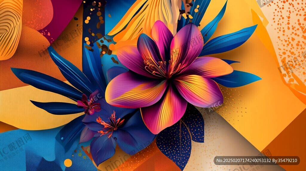 高端抽象花卉色块