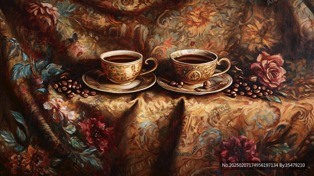 咖啡油画