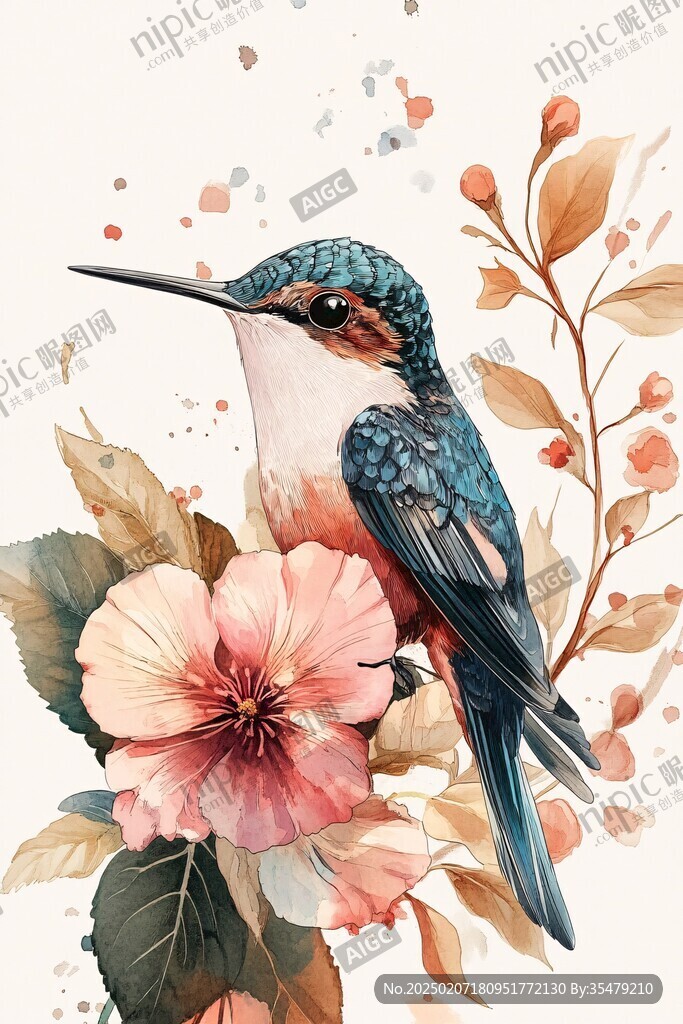 欧美风格鸟花卉