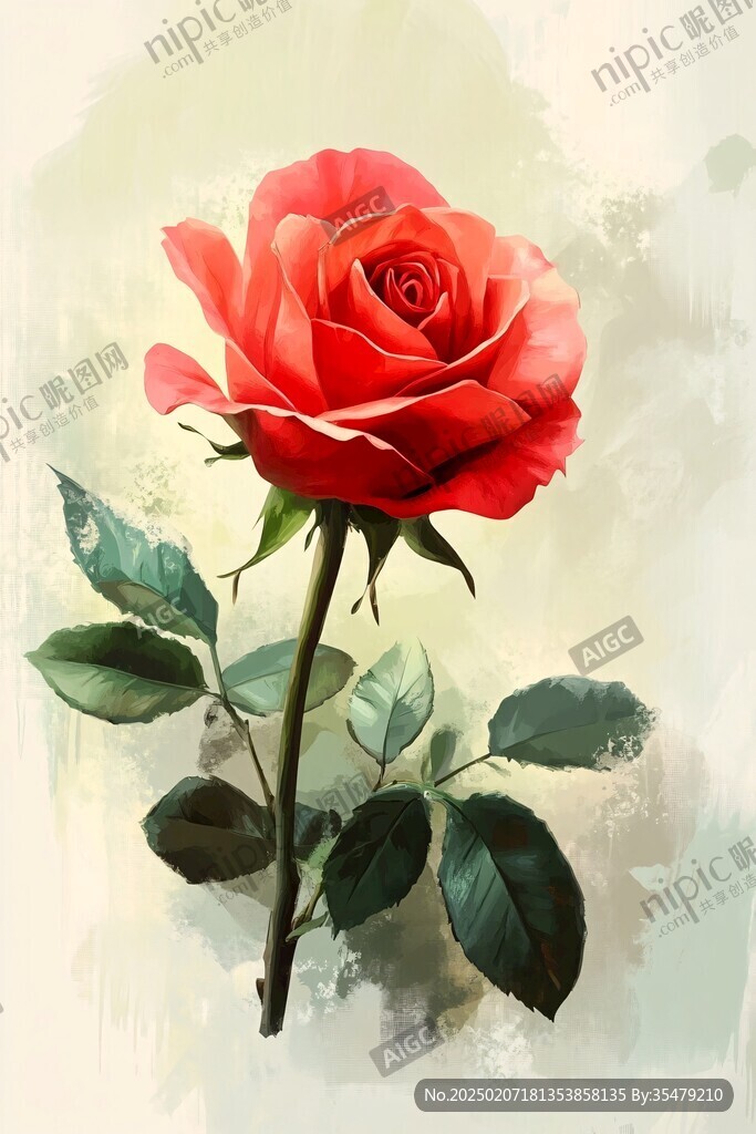 写实手绘玫瑰花素材