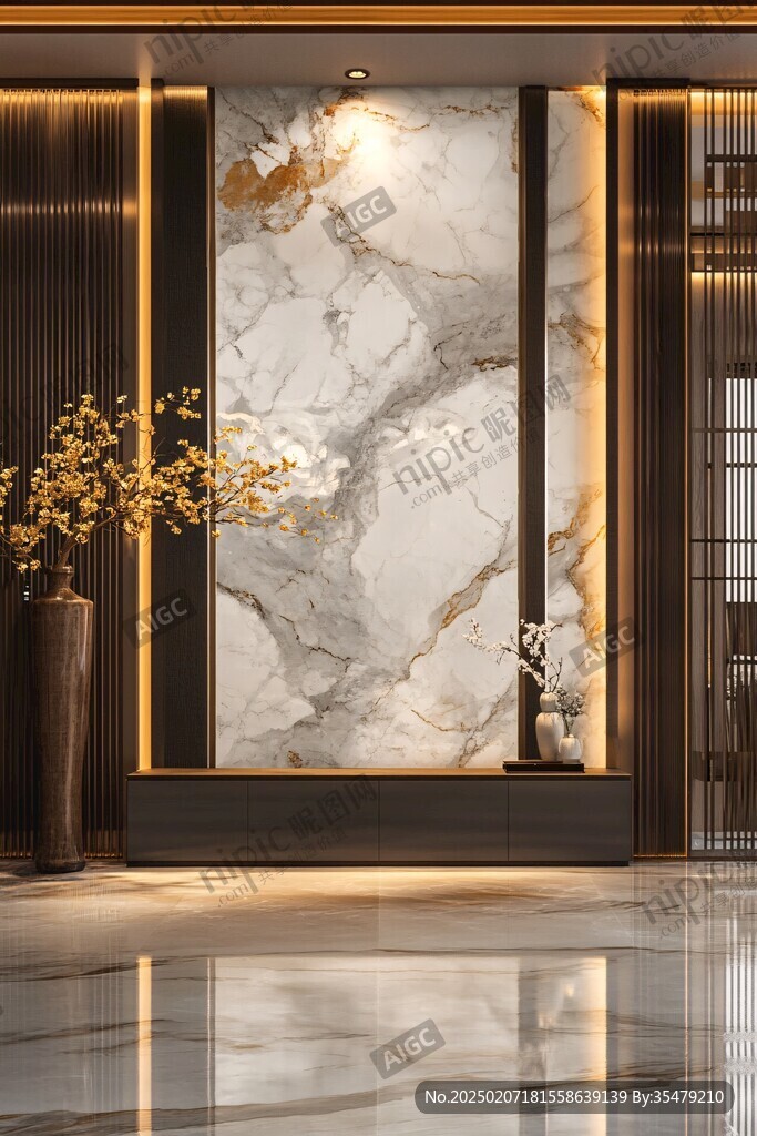 极简金箔石根线条对拼