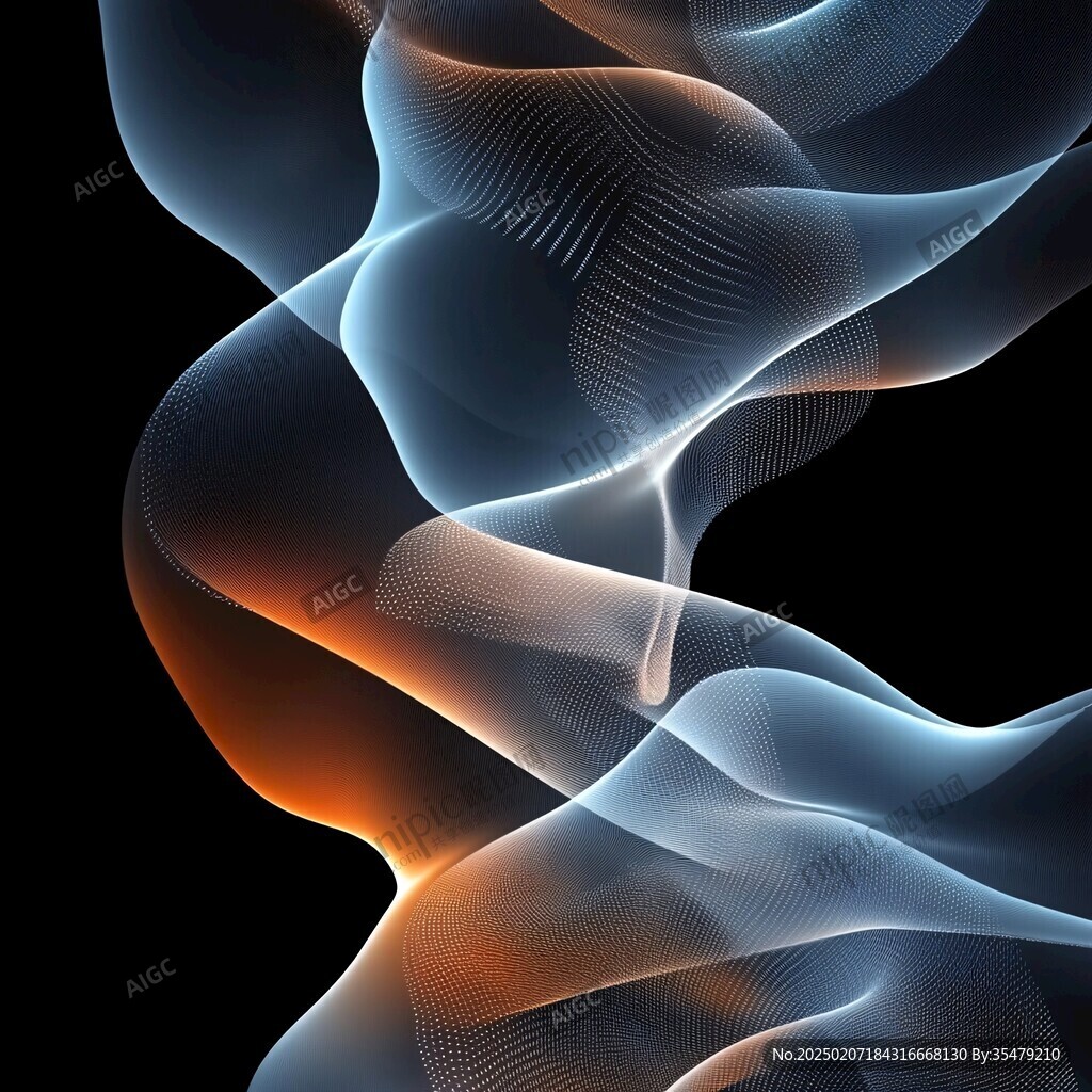 蓝色线条烟雾波浪