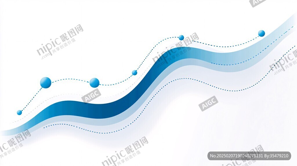 蓝色线条波浪展板
