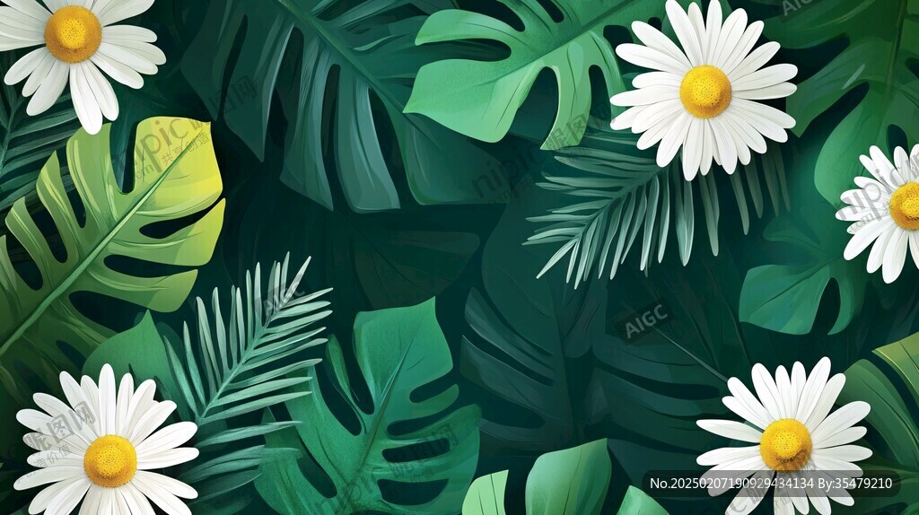 植物背景扁平插画